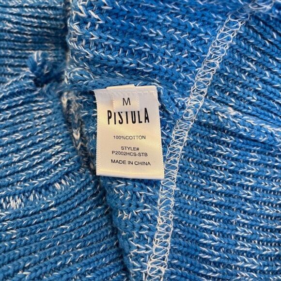 Pistola Distressed Gradient Blue Ombre Surge Stitched Sweater Cotton Size Medium - Picture 6 of 11